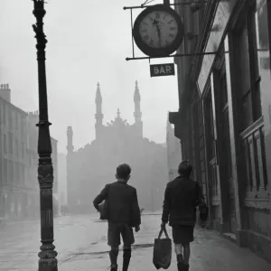 Gorbals Area Print - Two Boys Walking Along a Street in 1948 Gorbals Area Print - Two Boys Walking Along a Street in 1948