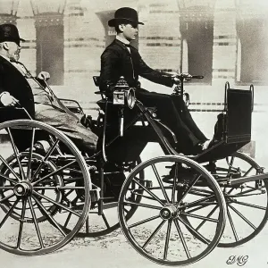 Gottlieb Daimler Riding in First Automobile Print 1885 Gottlieb Daimler Riding in First Automobile Print 1885
