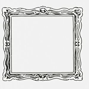 Black and white digital illustration of old fashioned mirror