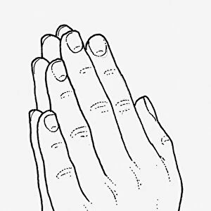 Black and white illustration of praying hands