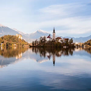 Bled lake and island in autumn, Slovenia