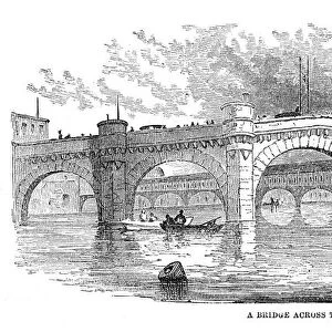 Bridge across the river Seine in Paris 1867