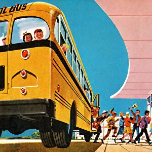 Children Getting off School Bus