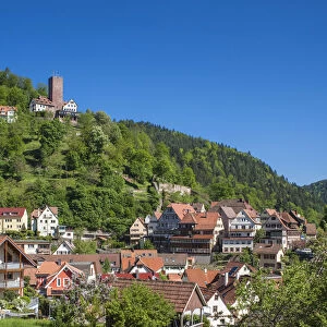 Cityscape with Burg Liebenzell Castle, Bad Liebenzell, Nordschwarzwald, Schwarzwald, Baden-Wurttemberg, Germany