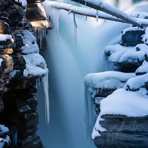 Close-up scene of Athabasca Falls, AB, Canada