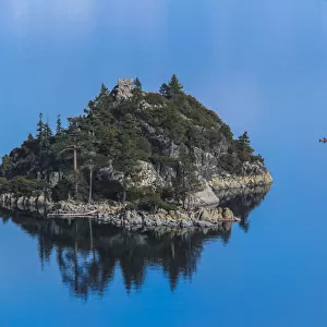 Close up view of Fannette Island in Emerald Bay, Lake Tahoe, Nevada