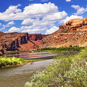 Colorado River and Red Rock Canyon Outside Arches National Park, Moab, Utah, USA
