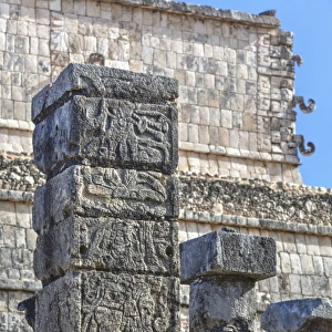 Columns adorned with carved animal deities, Group of a Thousand Columns, Chichen Itza