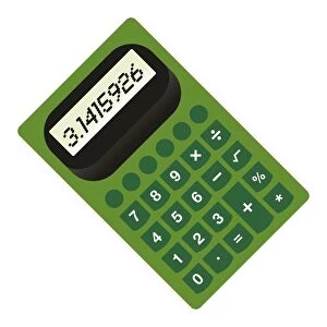Digital illustration of green calculator