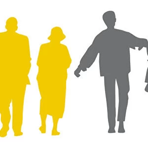 Digital illustration of multi-generation family shown in silhouette