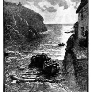 Cadgwith Cove England 1884 Engraving Print