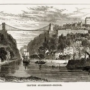 Clifton Suspension Bridge Victorian Engraving Print 1840