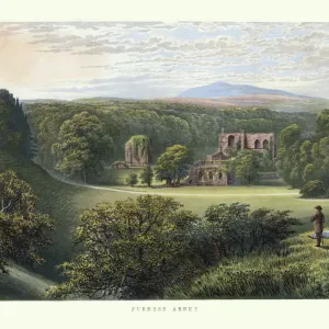 19th Century Furness Abbey Print, Cumbria, England
