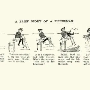 Historieta victoriana, historia de un pescador, 1890. Historieta victoriana, historia de un pescador, 1890.