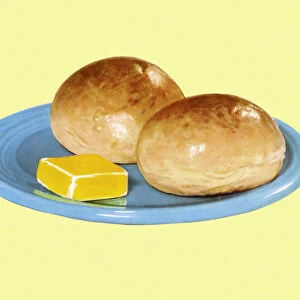 Two Dinner Rolls and Butter