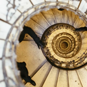 Directly above shot of people moving up spiral staircase in St. Stephens Basilica