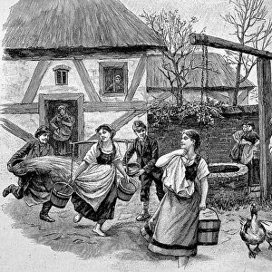Easter Morning in the Countryside of East Prussia, 1895, Germany, Historical, digital reproduction of an original 19th century painting, original date not known