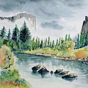 Nature-inspired watercolors Collection: Mountain and valley landscapes in aquarelle