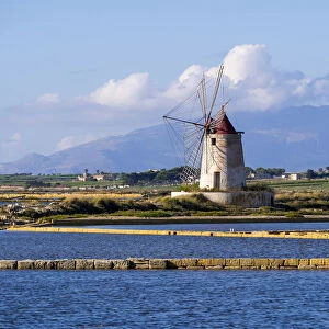 Ettore Infersa Saltworks windmill, Marsala, Laguna dello Stagnone, Province of Trapani, Sicily, Italy