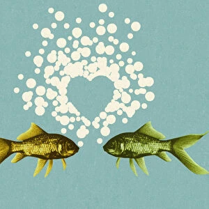 Two Fish and Bubble Heart