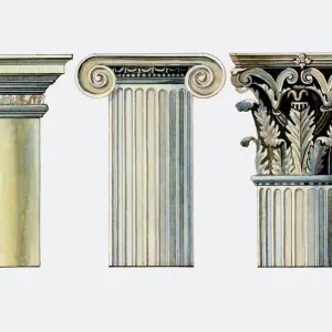 Doric, Ionic and Corinthian Column Capitals Print Doric, Ionic and Corinthian Column Capitals Print