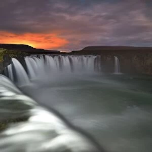 Godafoss Waterfall Sunset in Iceland