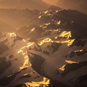 Himalayas mountains Everest range panorama aerial