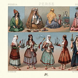 History, fashion, Traditional costumes of Persia, Serving women, Tea, Coffee