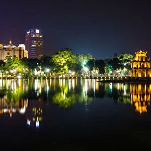 Hoan Kiem Lake, Night, Old Quarter Hanoi, Vietnam