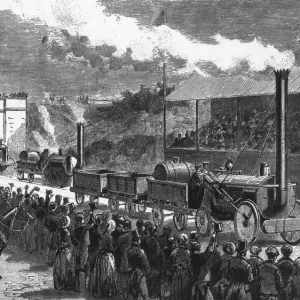 Rocket English Locomotive Print, Rainhill Bridge Trials 1829 Rocket English Locomotive Print, Rainhill Bridge Trials 1829