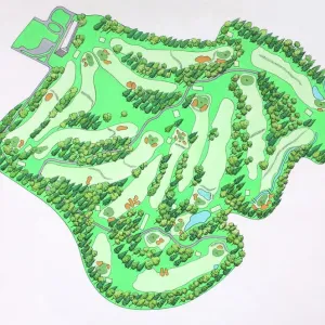 Illustrated map of Augusta National Golf Course, Augusta, Georgia, USA