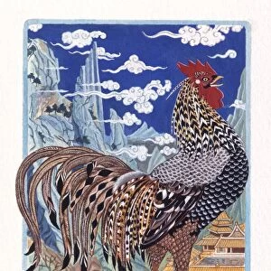 Illustration of Lonely Rooster, representing Chinese Year Of The Rooster
