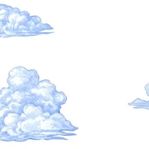 Illustration of three types of cumulus clouds