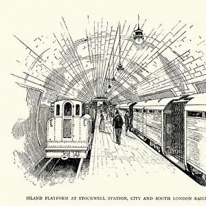 Island platform at Stockwell tube station, London, 1899