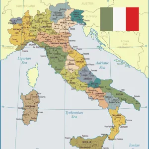 World Map Art Prints: Italy