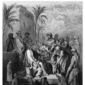 Jesus blessing the children engraving 1870