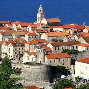 Korcula, view of the fortified town, Dalmatia, Croatia