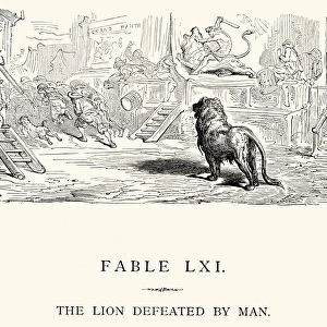 La Fontaines Fables - The Lion defeated by Man
