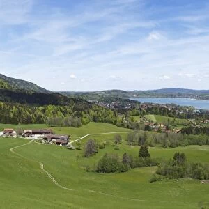 Lake Tegernsee with Bad Wiessee, Tegernsee valley, Upper Bavaria, Bavaria, Germany, Europe