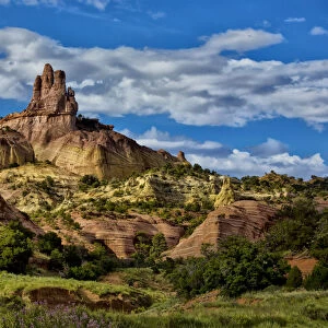 Landscape with Church Rock formation, Red Rock State Park, New Mexico, USA