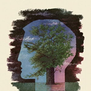 Large Tree in the Silhouette of a Mans Head
