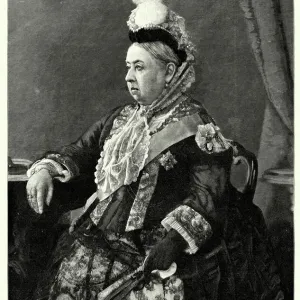Vintage Engraving Print of Queen Victoria 1887