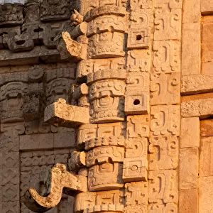 Limestone carvings in Uxmal, Yucatan, Mexico