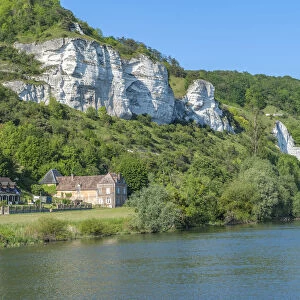 Limestone cliff along Seine River, Les Andelys, Normandy, France