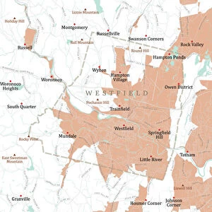 MA Hampden Westfield Vector Road Map