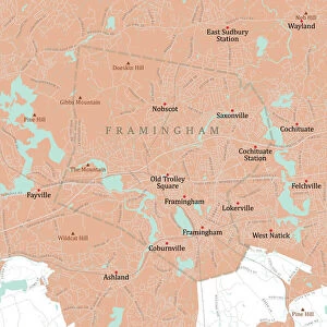 MA Middlesex Framingham Vector Road Map