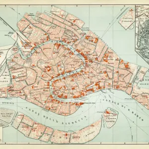 Venice 1897 Print - Map of the City
