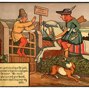 A Man Went a Hunting at Reigate - Victorian nursery rhyme illustration
