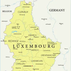 Maps and Charts Metal Print Collection: Luxembourg