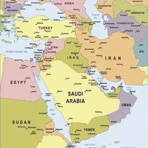 Map of Middle East - illustration